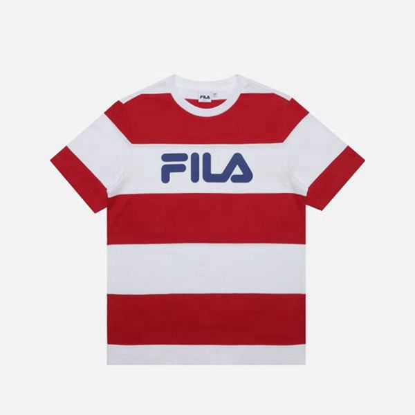 Fila Striped S/S Women's T-Shirts - Red/White,NZ 372-97650